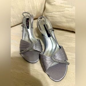 Elegant, Nina Brand,  silver sandals. Size 8 1/2, 2 inch heel.